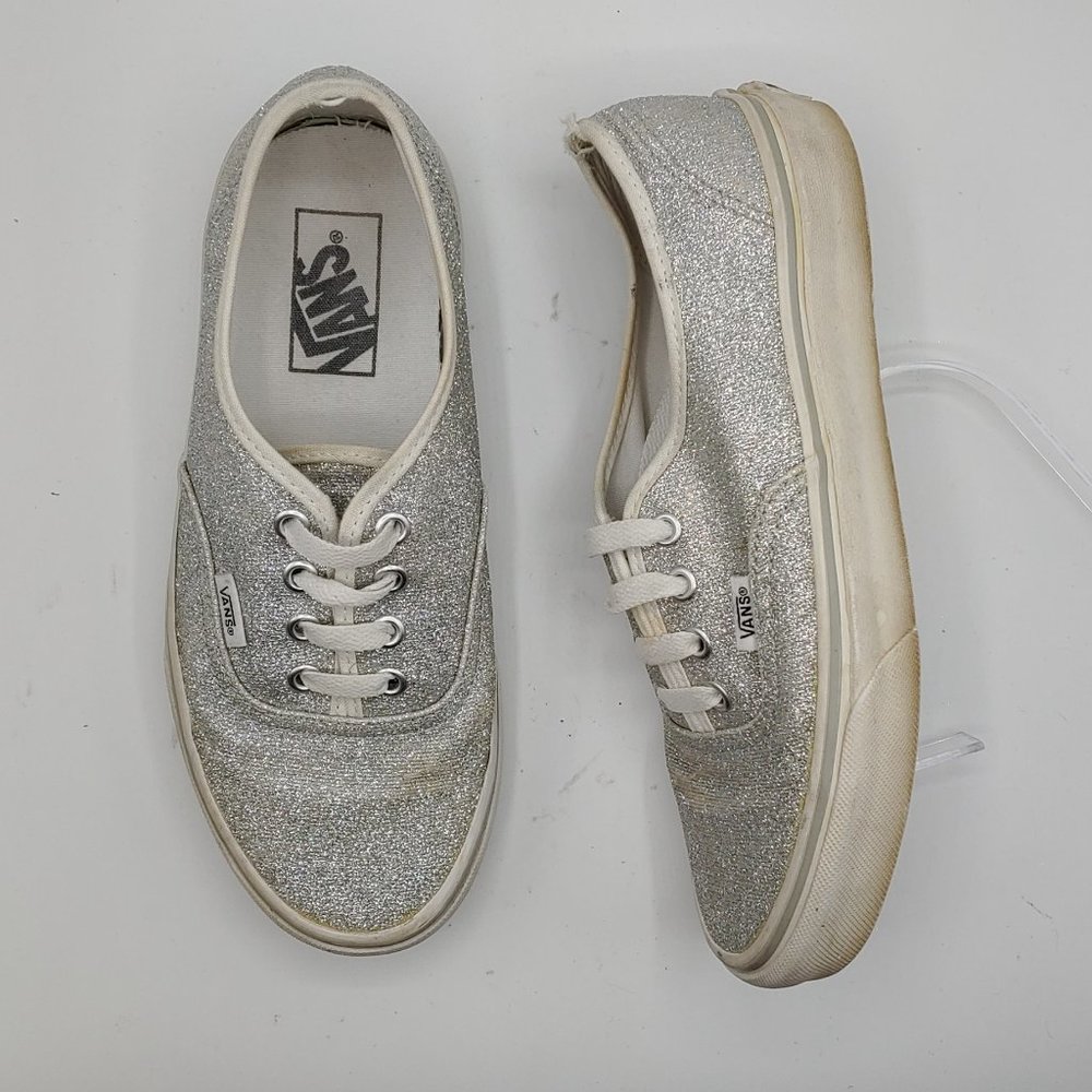 Vans women 7 Silver Sparkle Glitter skateboard Off The Wall